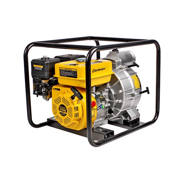 Водяной насос Champion GТP80, 4-такт., 5,1/7кВт/л.с., 1300л./м., 3/80 дюйм/мм, всас.8м., выс.нап.26м.