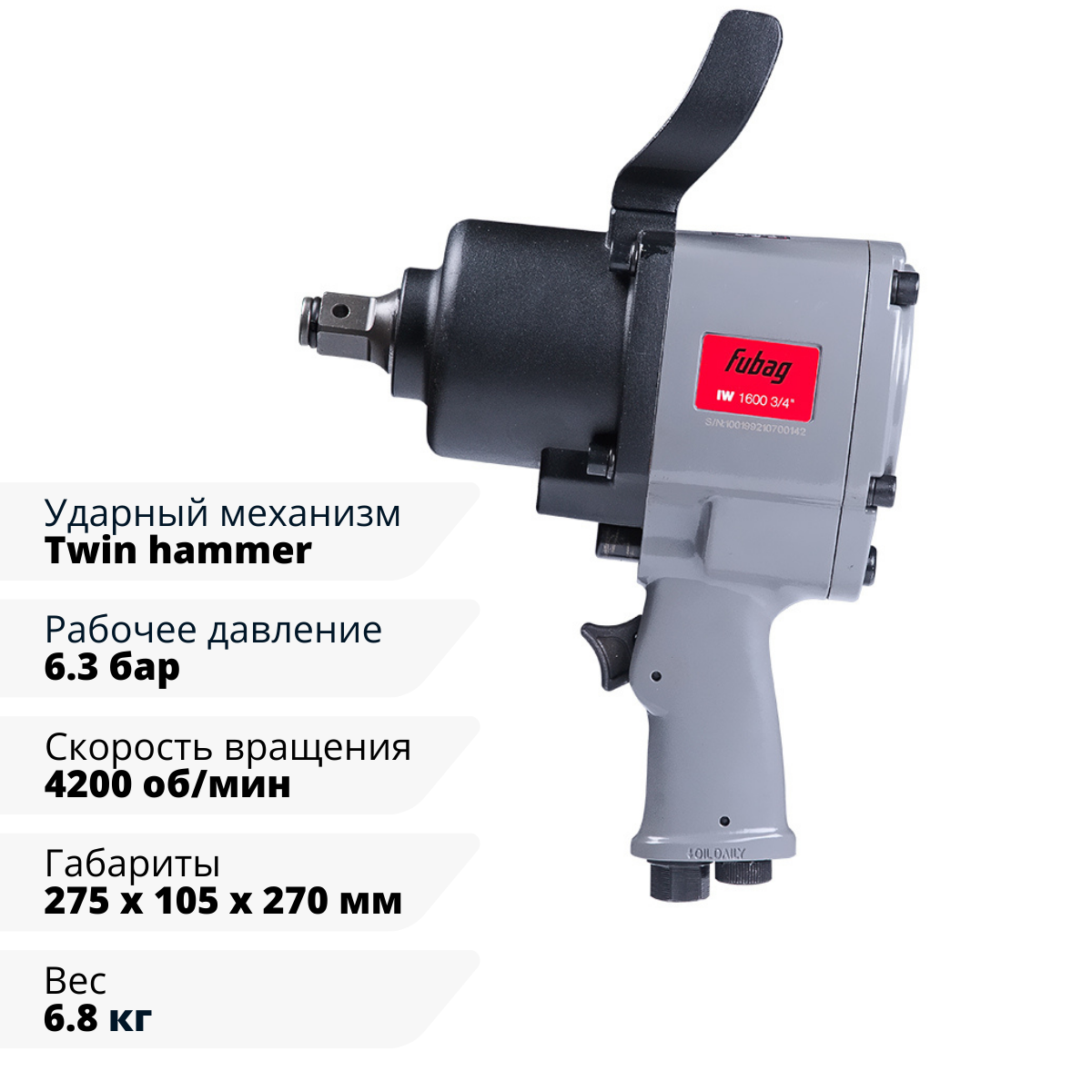 Пневмогайковерт ударный FUBAG IW1600 3/4 "