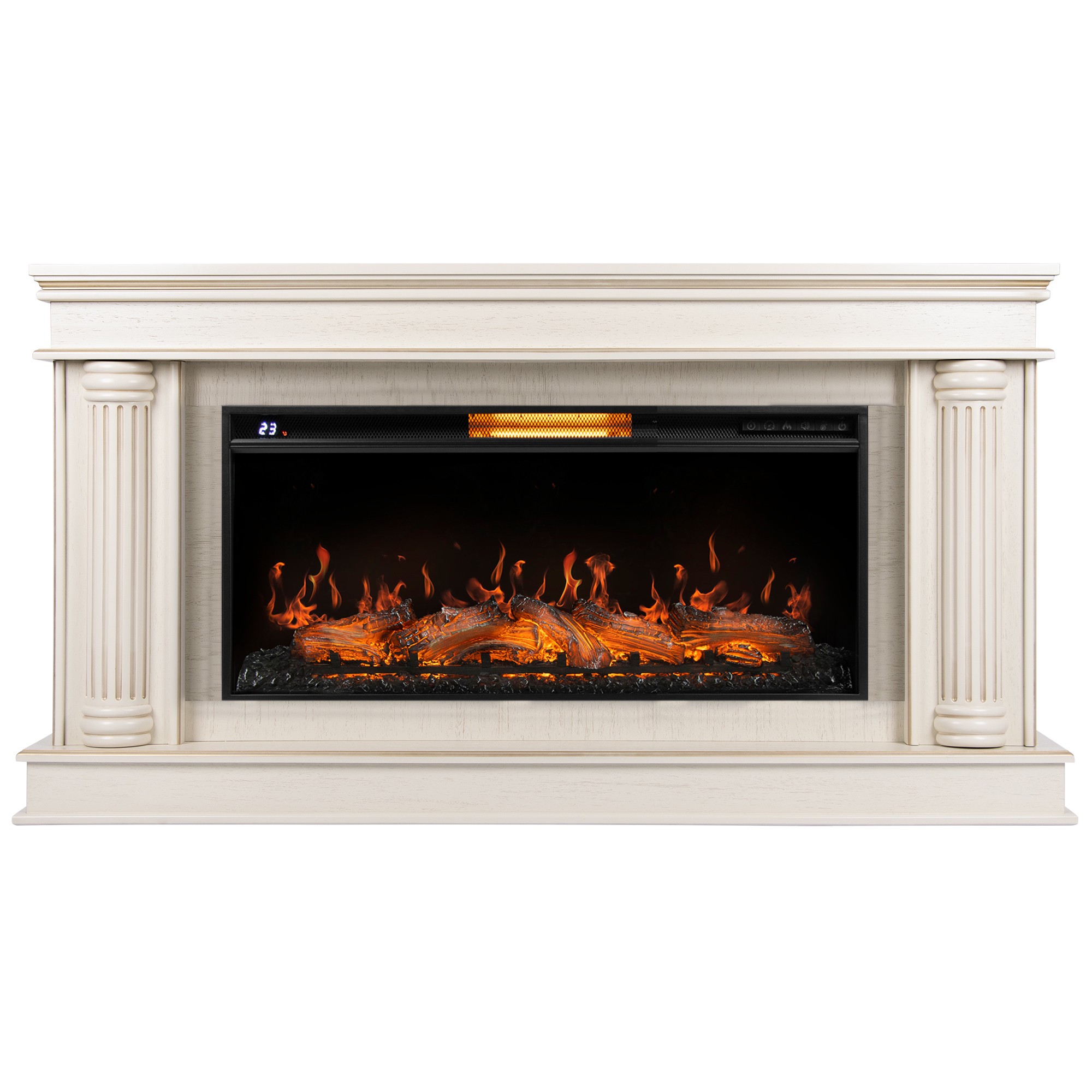 Каминокомплект: Очаг Royal Thermo Aurora RTFP/P-AR40LS, портал Olympia 42/40/36, сл. кость с зол. па