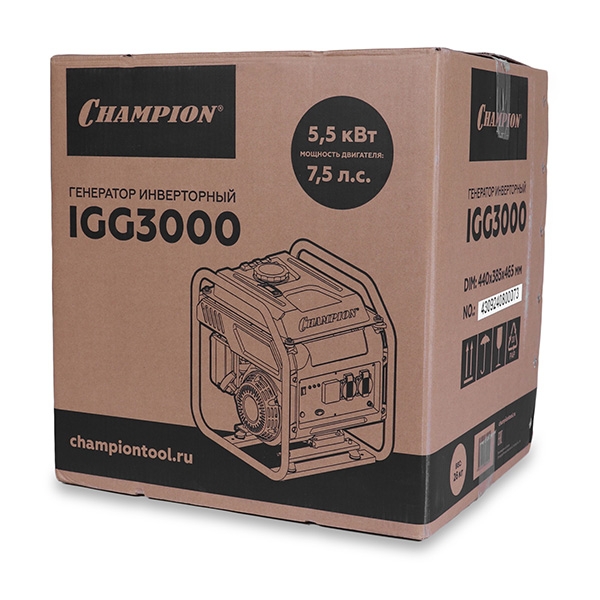 Генератор инверторный Champion IGG3000, 2,8/2,9 кВт, 7,5 л.с., 7 л