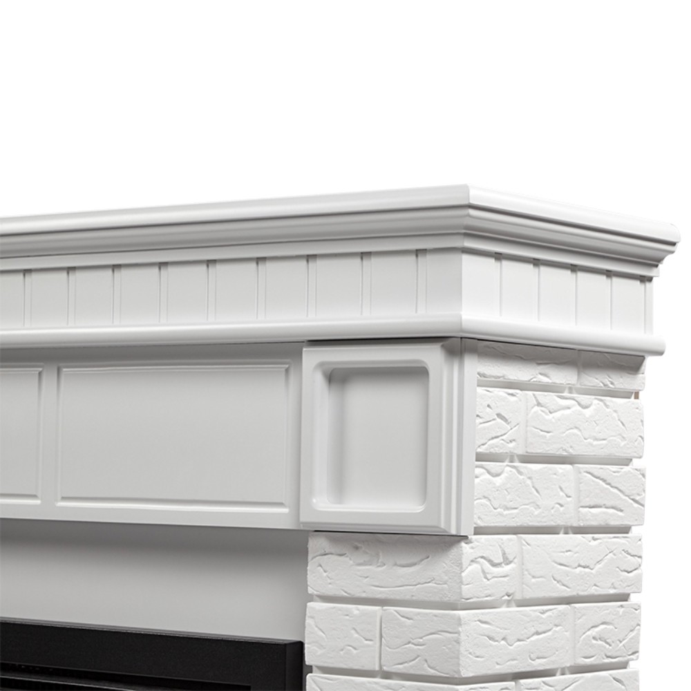 Каминокомплект: Очаг Electrolux EFP/P-2520LS N, портал Bricks 25 камень белый, белая эмаль