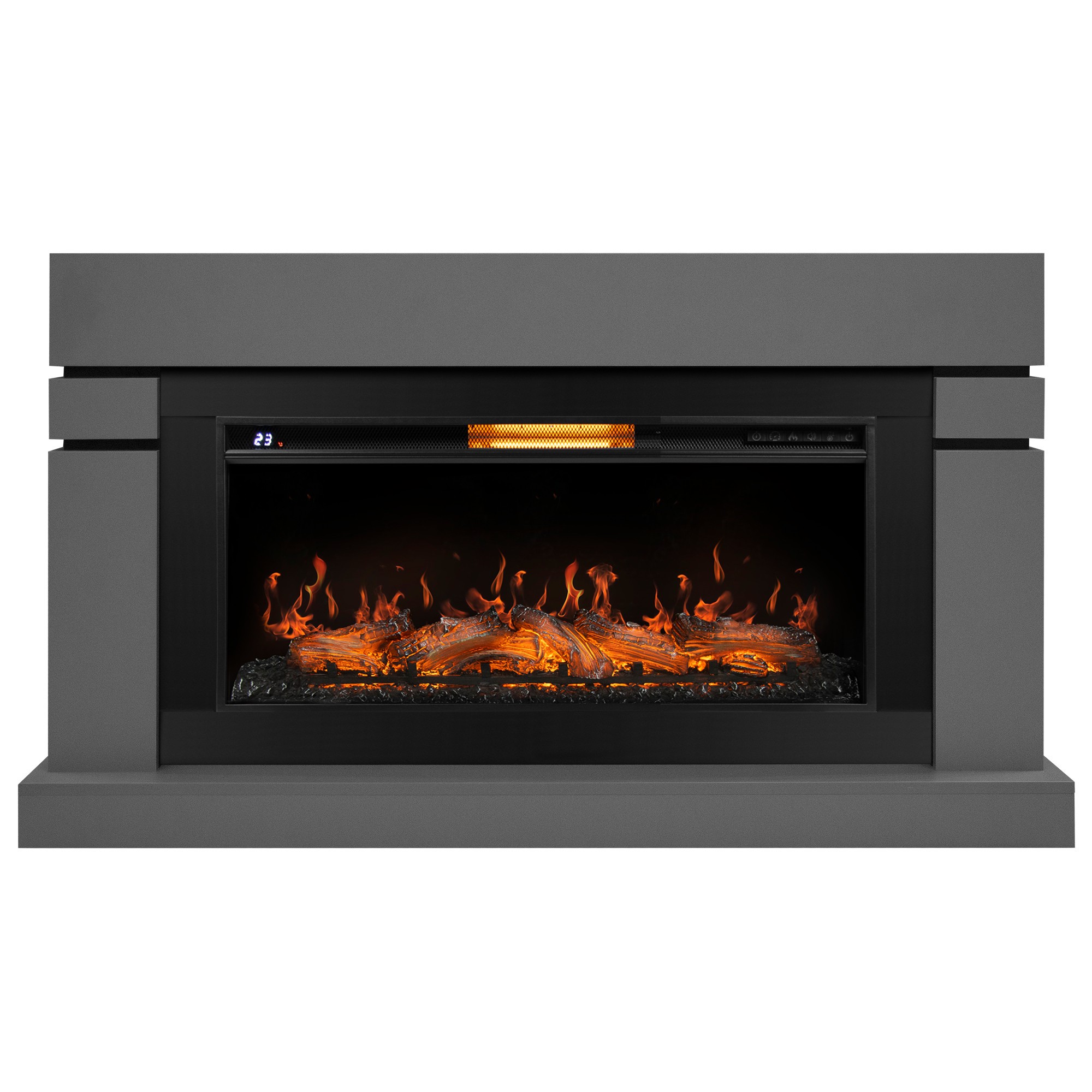Каминокомплект: Очаг Royal Thermo Aurora RTFP/P-AR40LS, портал Lindos 42/40/36, светло-серый, р/в