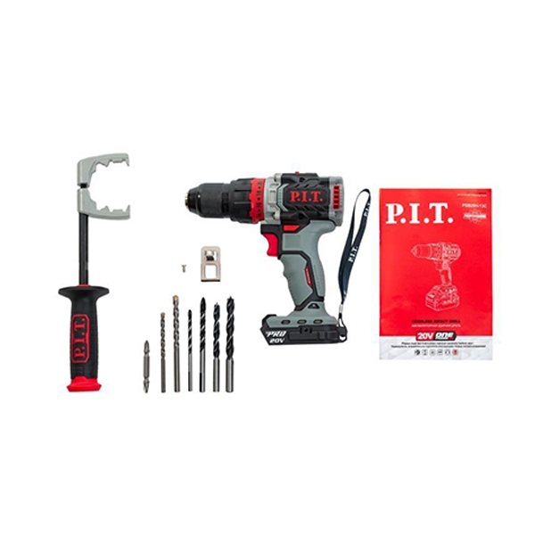 Дрель ударная бесщеточная аккумуляторная P.I.T. PSB20H-13C X-Driver Solo, 20 В, 0-600/2100 об/мин, 110 Hm, 13 мм, 2 ск.