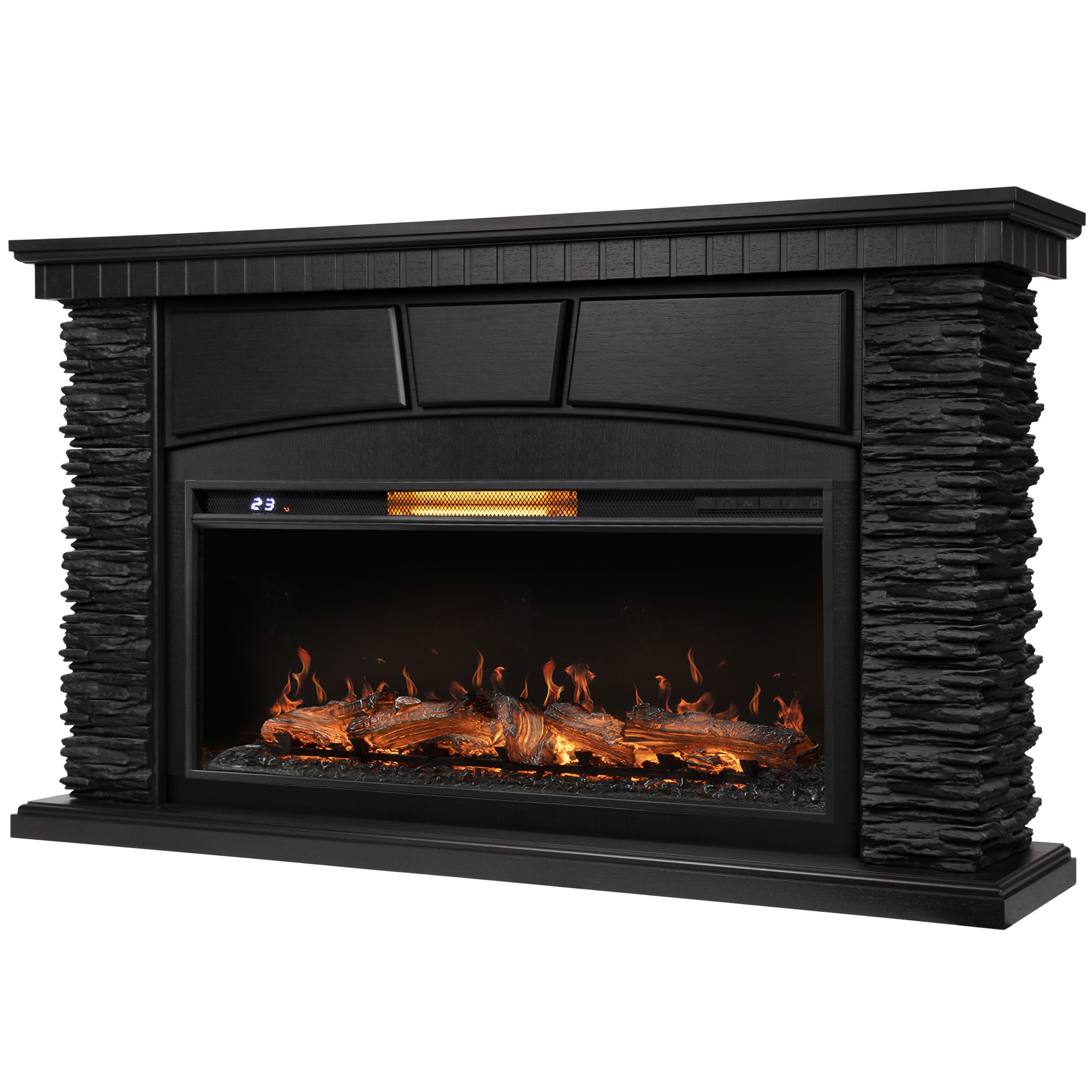 Каминокомплект: Очаг Royal Thermo Aurora RTFP/P-AR40LS, портал Porto 42/40/36 камень чер. шп. венге