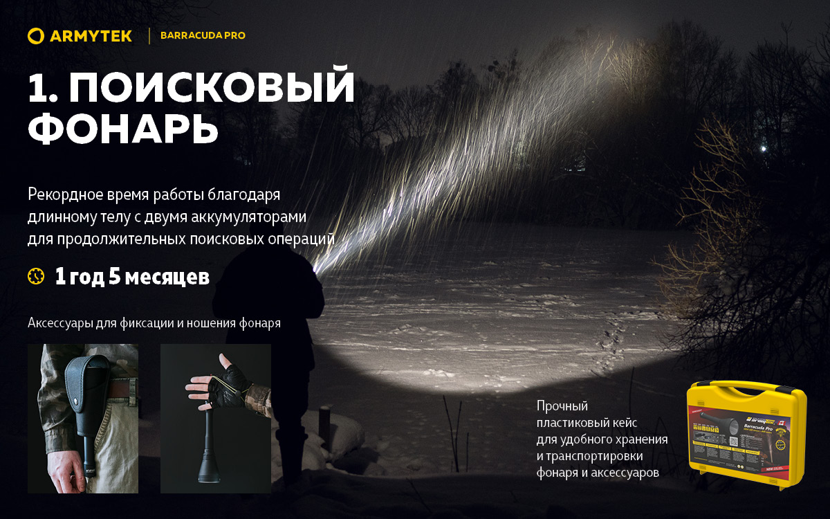 Фонарь Armytek Barracuda Pro XHP35 HI Белый