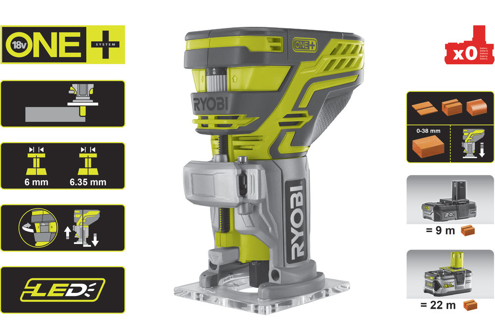 ONE + / Фрезер кромочный RYOBI R18TR-0 (без батареи)