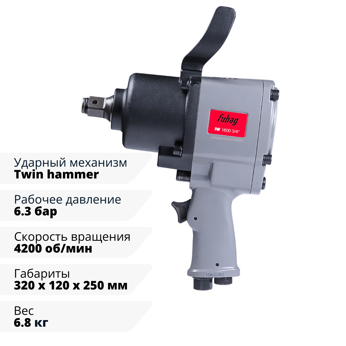 Пневмогайковерт ударный FUBAG IW 1600 3/4 " + набор