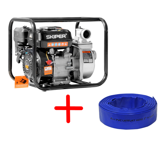 АКЦИЯ Мотопомпа SKIPER LT20CX + Рукав напорный (дренажный) 2" SPEC 4.5 бар, 20м