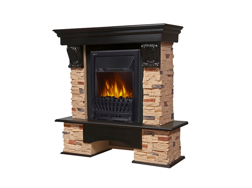 Портал Firelight Pietra Classic камень сланец натуральный, шпон темный дуб