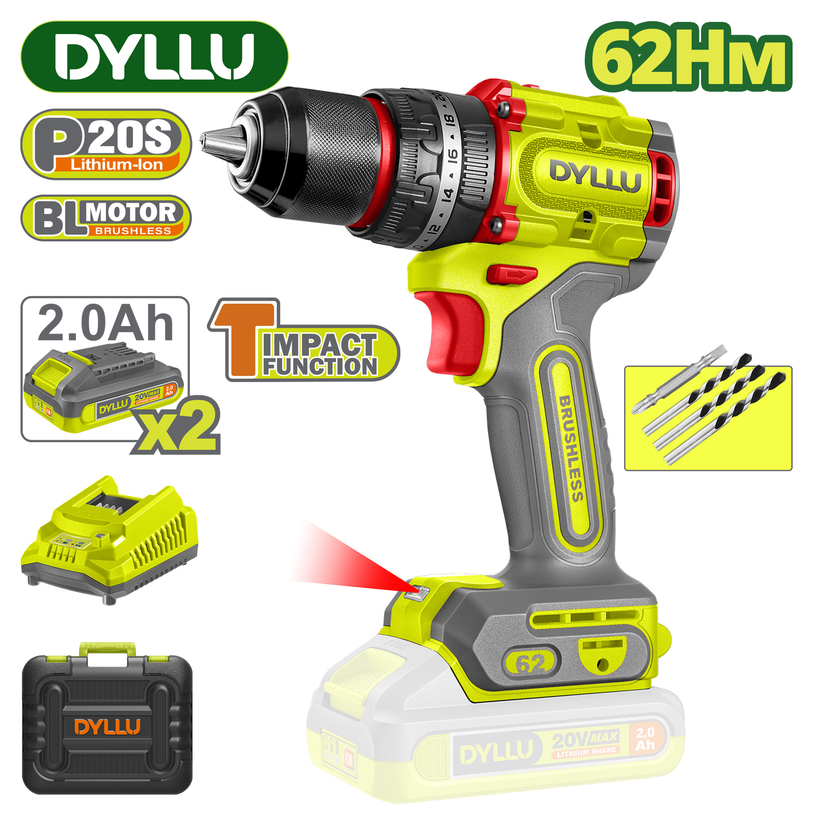 Дрель-шуруповерт ударная DYLLU DTCDP6281