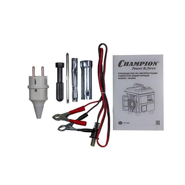 Генератор инверторный Champion IGG950, 0,8/0,9кВт, 1,86лс, 2,2л, 11,7кг, 12V