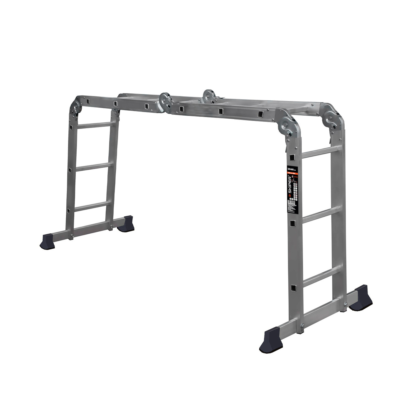 Лестница-трансформер алюминиевая SKIPER TRL4-3Н (4x3шт, 326см, выс. помоста 90см, шир. 35см, 150кг)