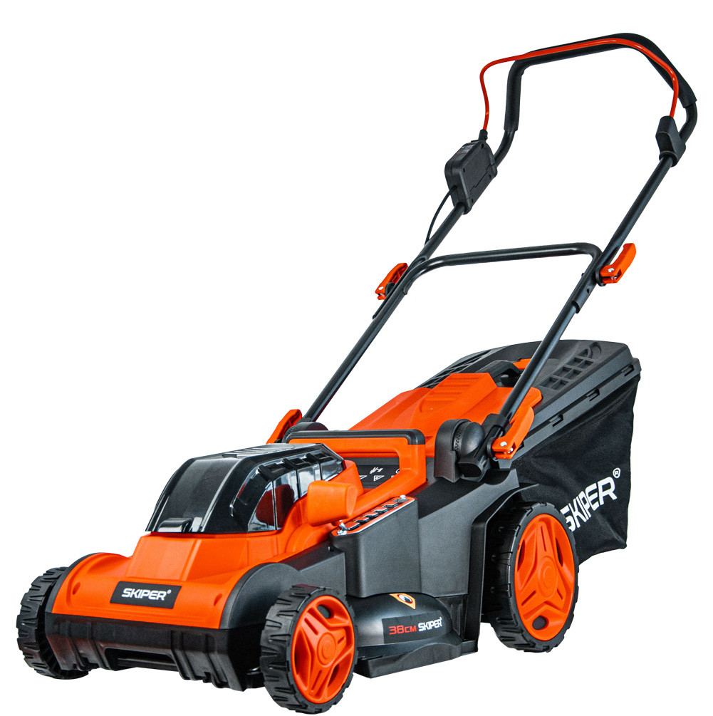 Газонокосилка аккумуляторная SKIPER KW380 (38см, бесщёт.двиг, мульчирование, 2акк*21В*4А/ч)
