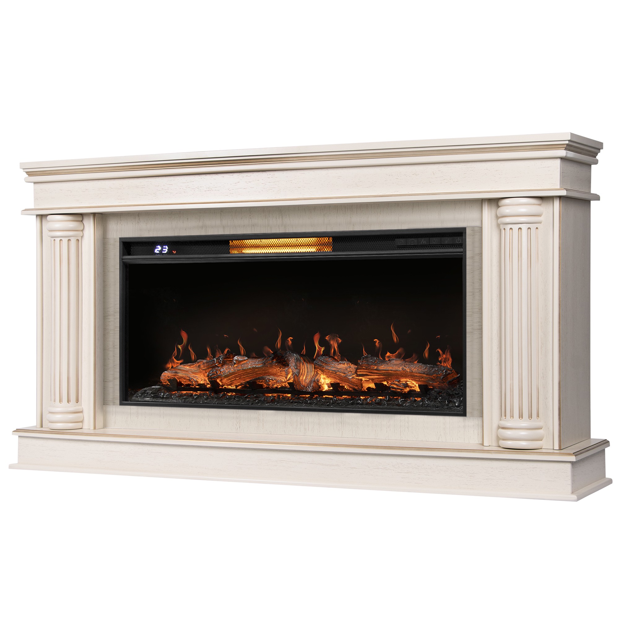 Каминокомплект: Очаг Royal Thermo Aurora RTFP/P-AR40LS, портал Olympia 42/40/36, сл. кость с зол. па