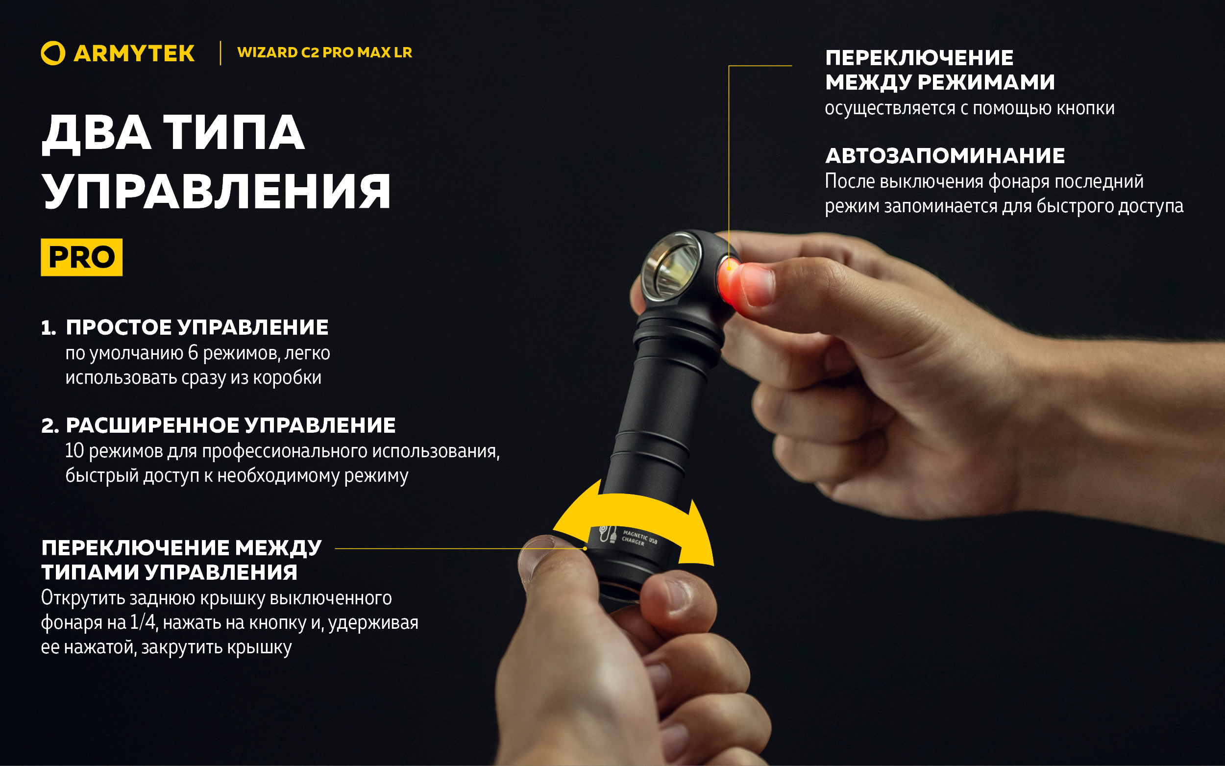 Фонарь Armytek Wizard C2 Pro Max Magnet USB LR