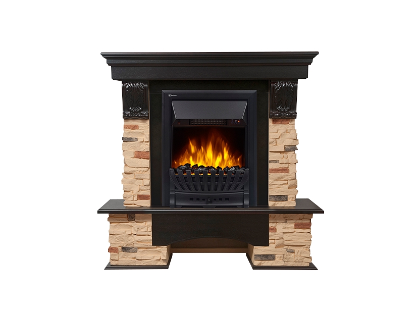 Портал Firelight Pietra Classic камень сланец натуральный, шпон темный дуб