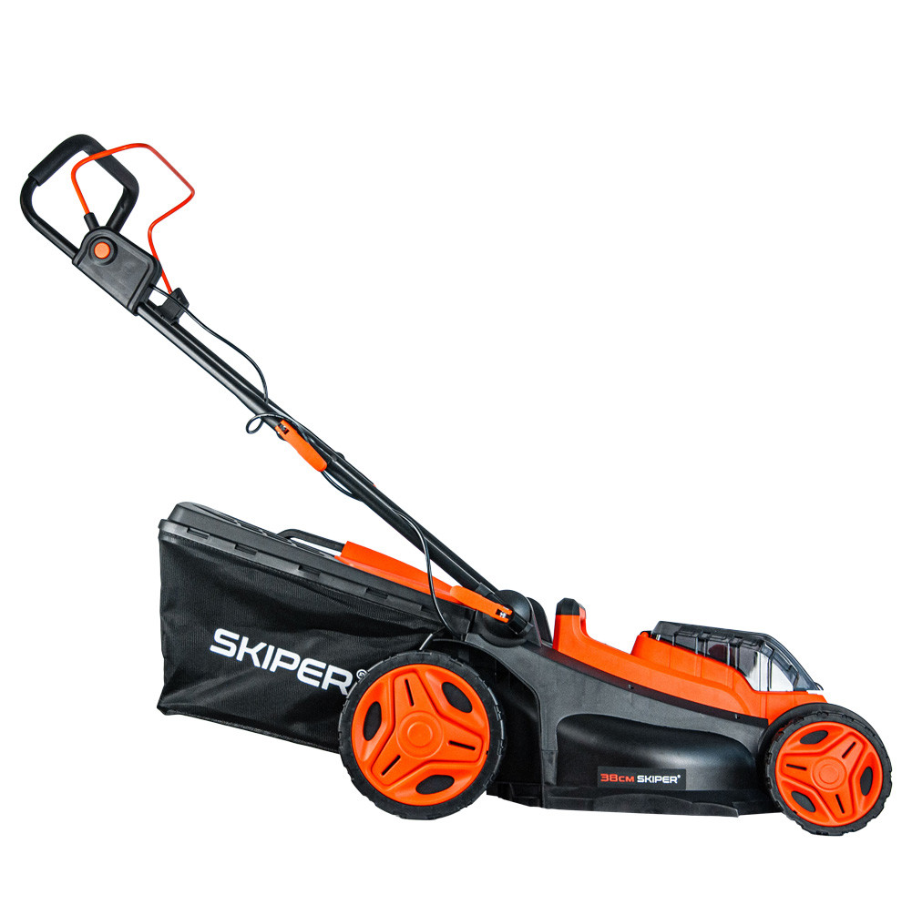 Газонокосилка аккумуляторная SKIPER KW380 (38см, бесщёт.двиг, мульчирование, 2акк*21В*4А/ч)