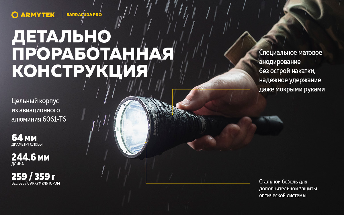 Фонарь Armytek Barracuda Pro XHP35 HI Белый