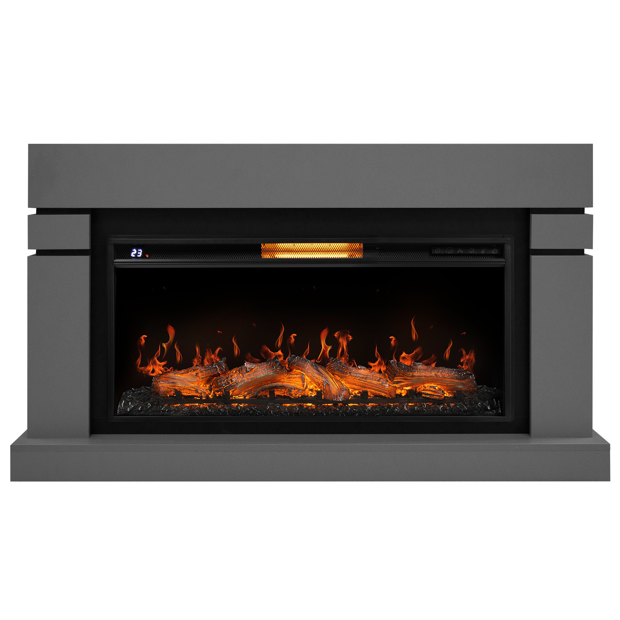 Каминокомплект: Очаг Electrolux EFP/P-3620LS, портал Lindos 42/40/36, светло-серый, р/в