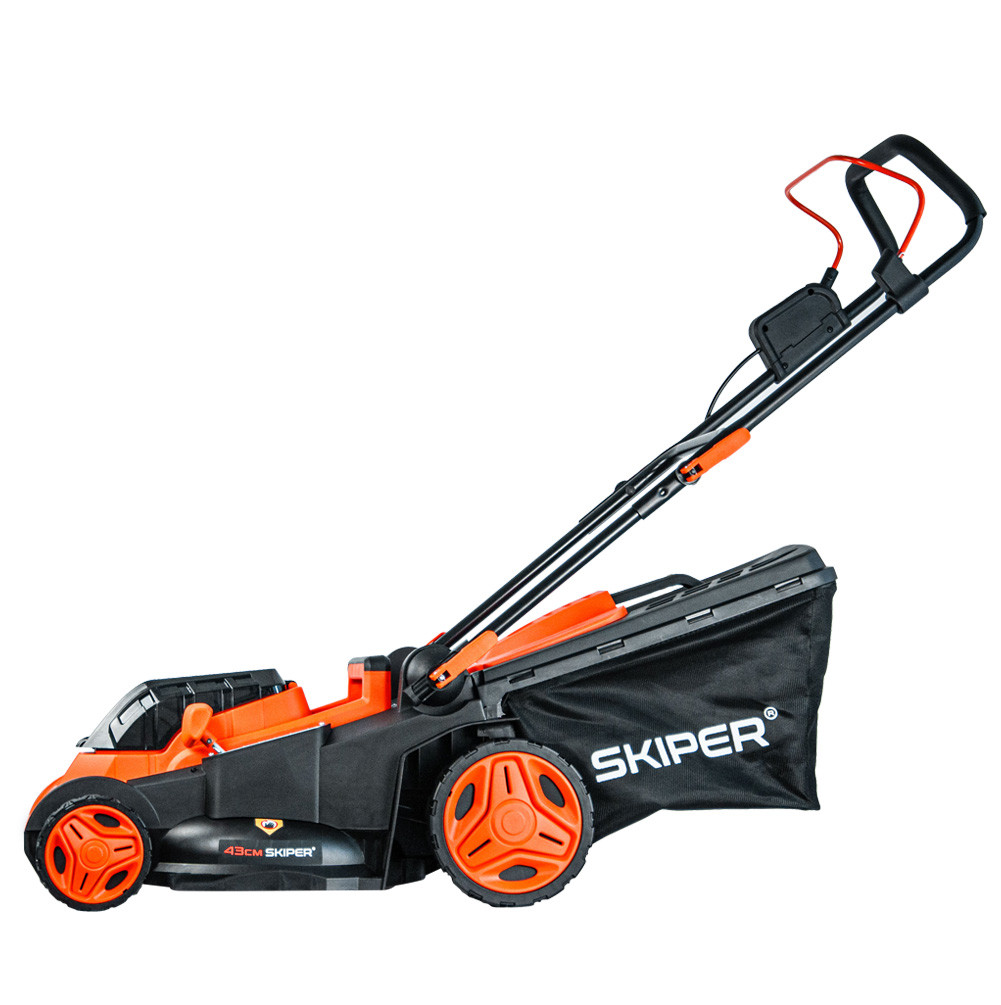 Газонокосилка аккумуляторная SKIPER KW430 (43см, бесщёт.двиг, мульчирование, 2акк*21В*4А/ч)