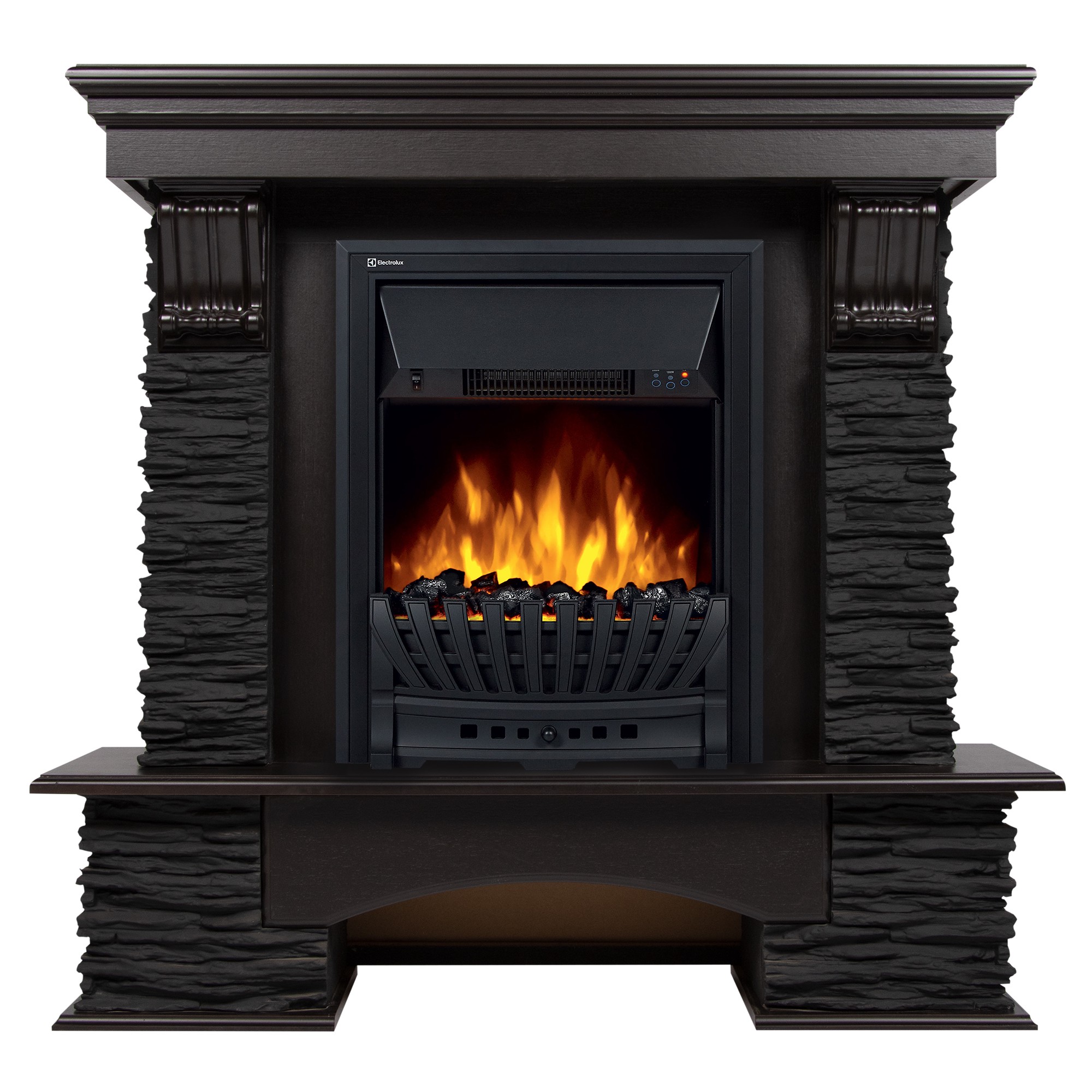 Портал Firelight Pietra Nuovo Classic камень сланец чёрный, шпон венге