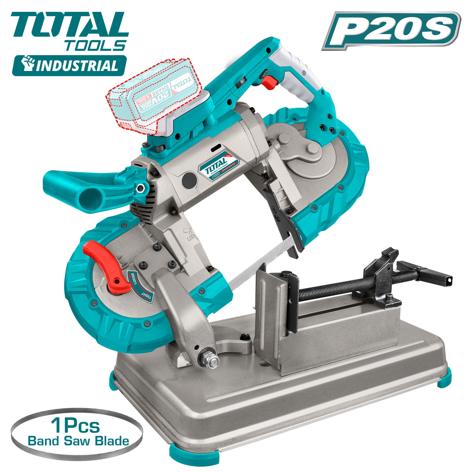 Пила ленточная аккумуляторная 127x127мм TOTAL TBSLI20127