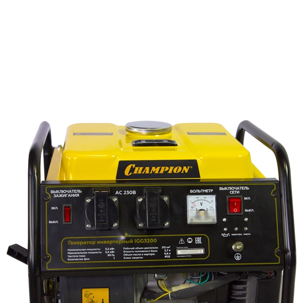 Генератор инверторный Champion IGG3200, 3,2/,3,5 кВт., 7 лс., 5,7 л.