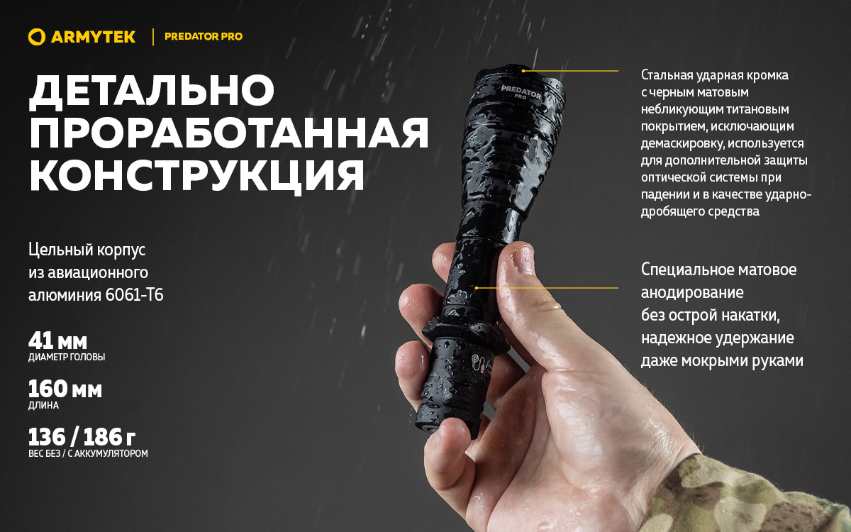 Фонарь Armytek Predator Pro Magnet USB Теплый