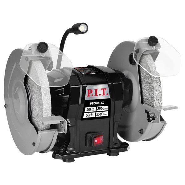 Станок точильный электрич. P.I.T., 500 Вт, 2950 об/мин, Ø200х12.7х20/200х32х20 мм, LED, п/з