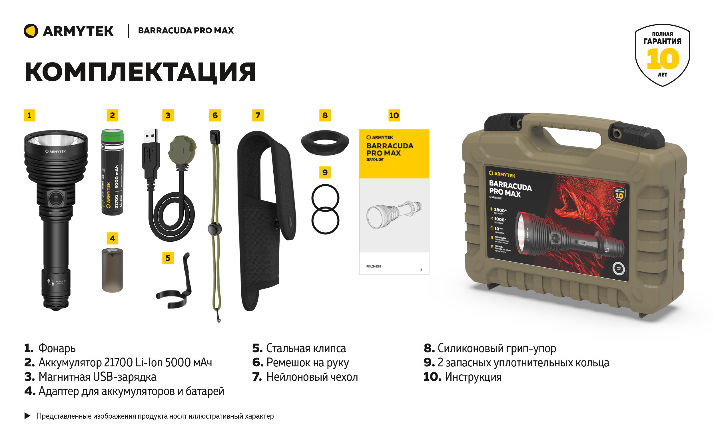 Фонарь Armytek Barracuda Pro Max Magnet USB Белый