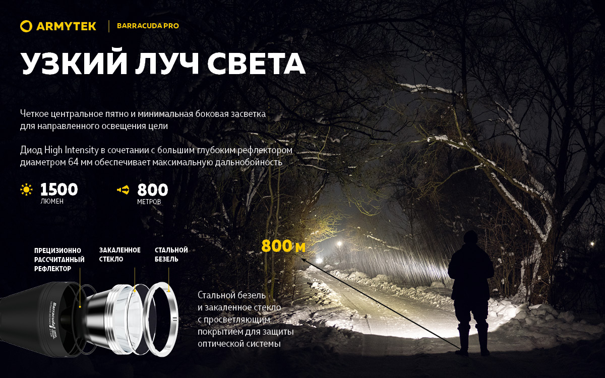 Фонарь Armytek Barracuda Pro XHP35 HI Белый