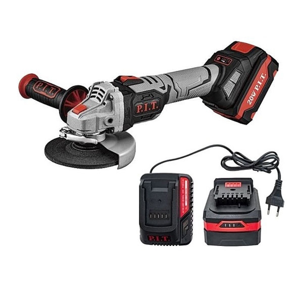 Машина шлифовальная аккумуляторная угловая P.I.T. PWS20H-125B/2, 20В, 125мм, 4500/6500/8500 об/мин, 2 АКБ 4 Aч, ЗУ, кейс PIT