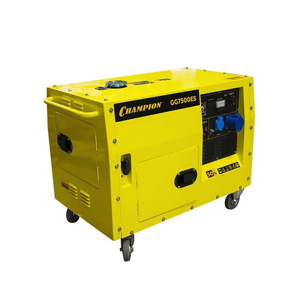 Генератор бензиновый CHAMPION GG7500ES, 16 лс, 5,5/6,0 кВт., 15 л, 12 В, эл.стартер, счетчик, колеса, кожух