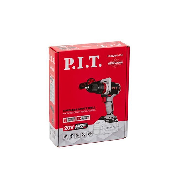 Дрель ударная бесщеточная аккумуляторная P.I.T. PSB20H-13C X-Driver Solo, 20 В, 0-600/2100 об/мин, 110 Hm, 13 мм, 2 ск.