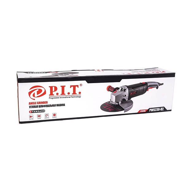 Шлифмашина угловая P.I.T. PWS230-D2, 2300Вт., 230 В., 6000 об/мин., диаметр диска 230мм., плавный пуск, поворотная ручка