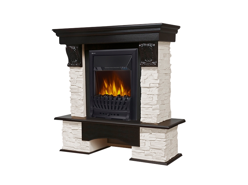 Портал Firelight Pietra Classic камень сланец натуральный, шпон темный дуб