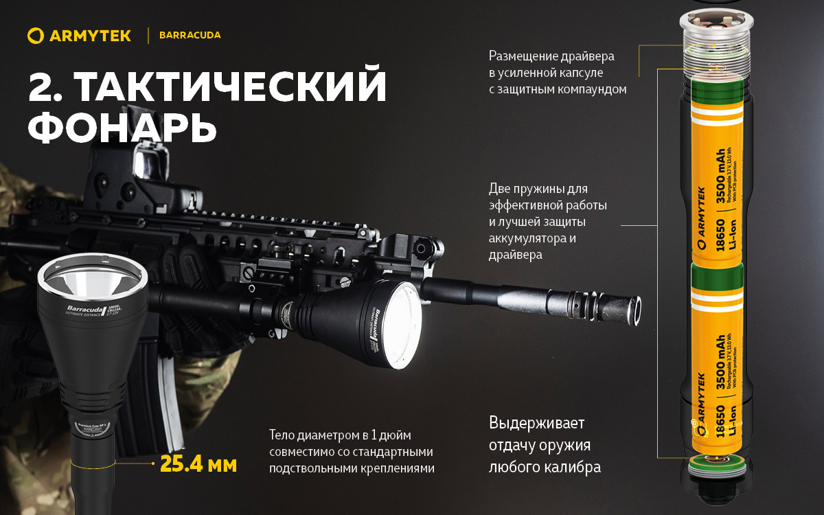 Фонарь Armytek Barracuda XP-L HI Белый