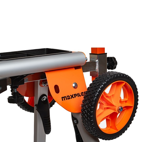 Стол рабочий для торцовочной пилы MaxPiler MMSS-01, алюм., универс, склад, легкий, рег.длины, рукоять колеса