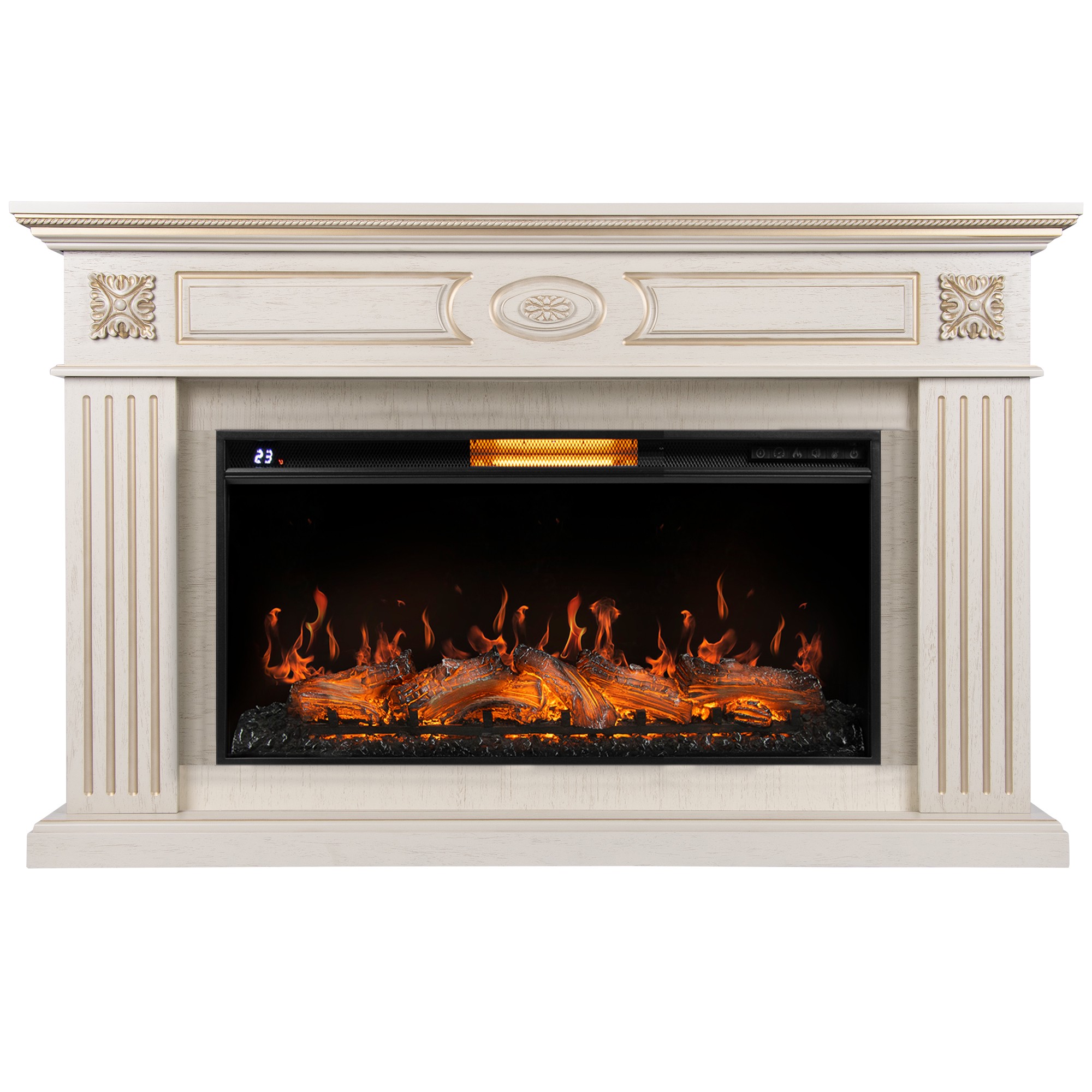 Каминокомплект: Очаг Royal Thermo Aurora RTFP/P-AR40LS, портал Siena 42/40/36, сл. кость с зол. пати