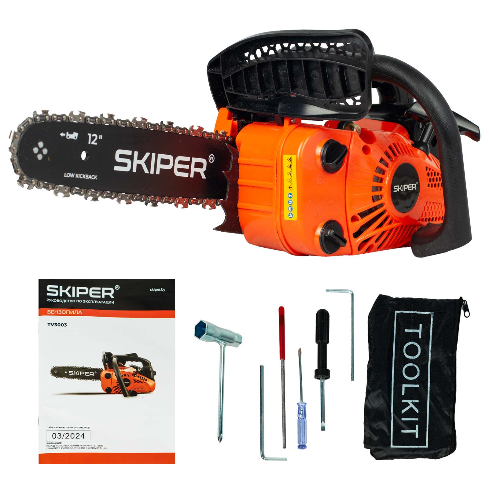 Бензопила SKIPER TV3003 (30 см /12", 0.375"/ 3/8", 1.3 мм, 44 зв. 1.5 кВт/ 2.0 лс)