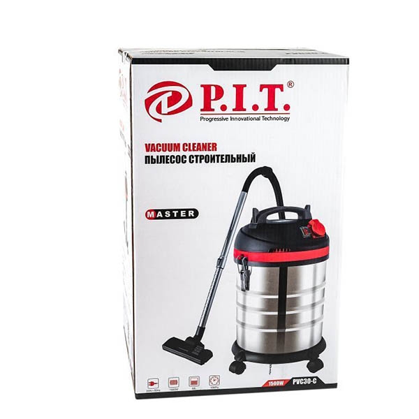 Пылесос P.I.T. PVC30-C Premium, 1,5кВт., 3м. шланг, пылесборн. 30л, нерж. к-с, бум.мешок, 2кВт. подкл.инстр)