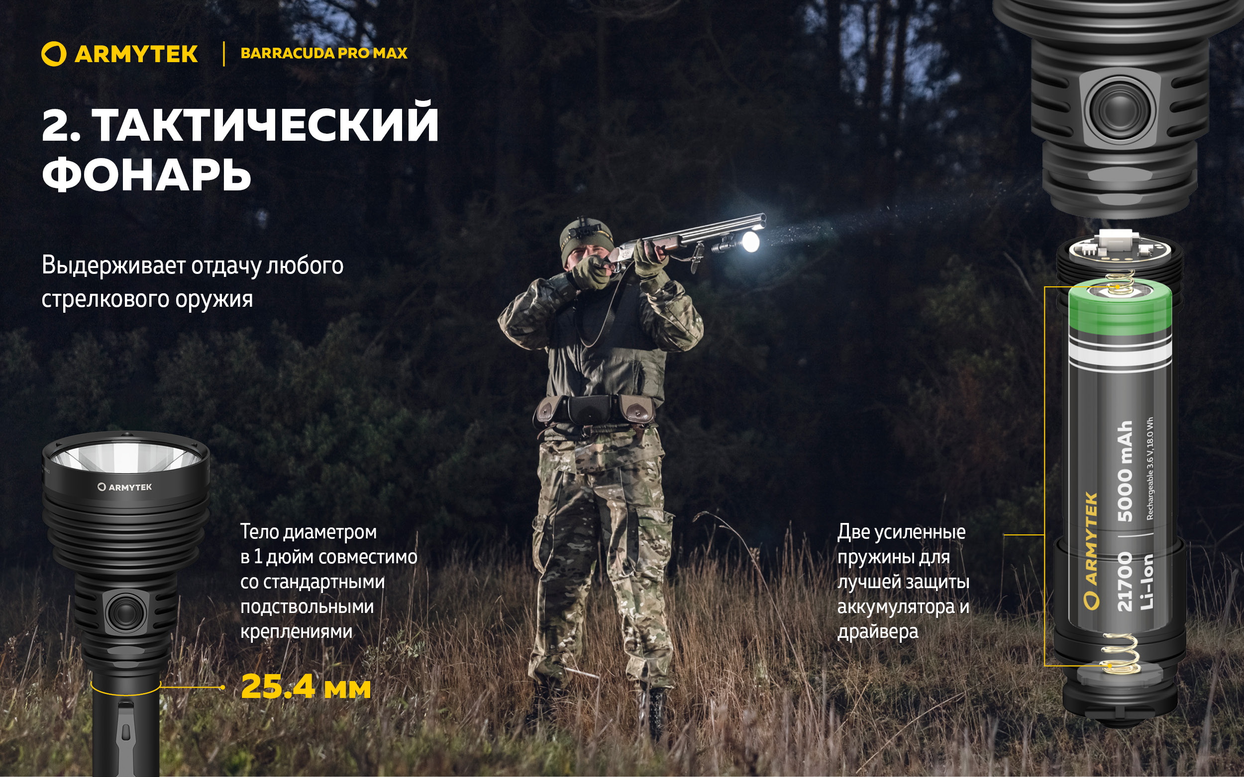 Фонарь Armytek Barracuda Pro Max Magnet USB Белый