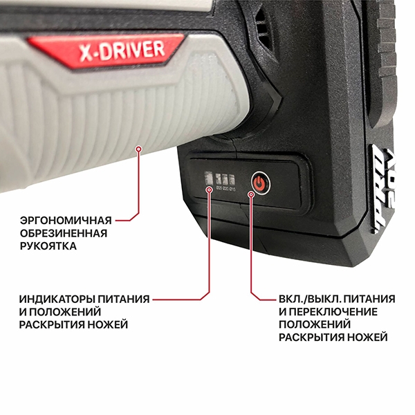 Секатор аккум. бесщёточный PIT PDJ20H-300A SOLO, 20 В, рез. 0-25 мм, 3 положения раскрытия ножей