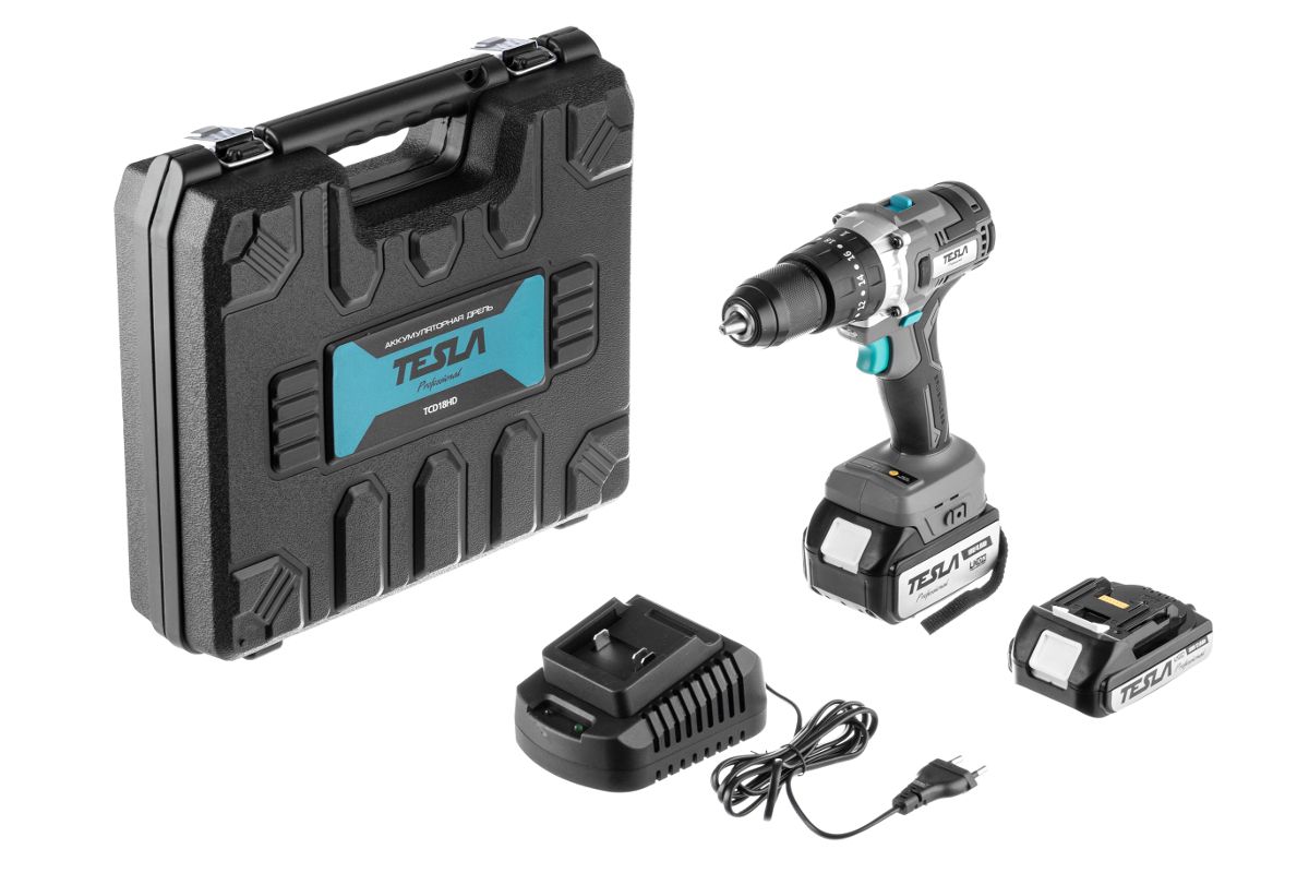 Дрель-шуруповерт ударная аккумуляторная TESLA TCD18HD