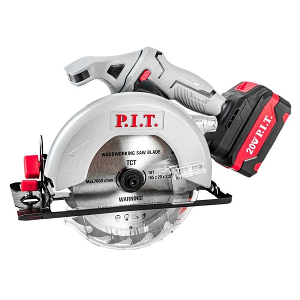Пила циркулярная аккумуляторная P.I.T. PKS20H-165A/1, 20 В, 4300 об/мин, 165 мм, 1 АКБ и ЗУ