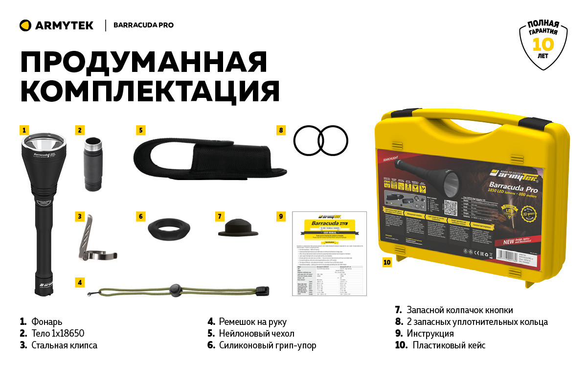 Фонарь Armytek Barracuda Pro XHP35 HI Белый