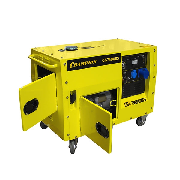 Генератор бензиновый CHAMPION GG7500ES, 16 лс, 5,5/6,0 кВт., 15 л, 12 В, эл.стартер, счетчик, колеса, кожух