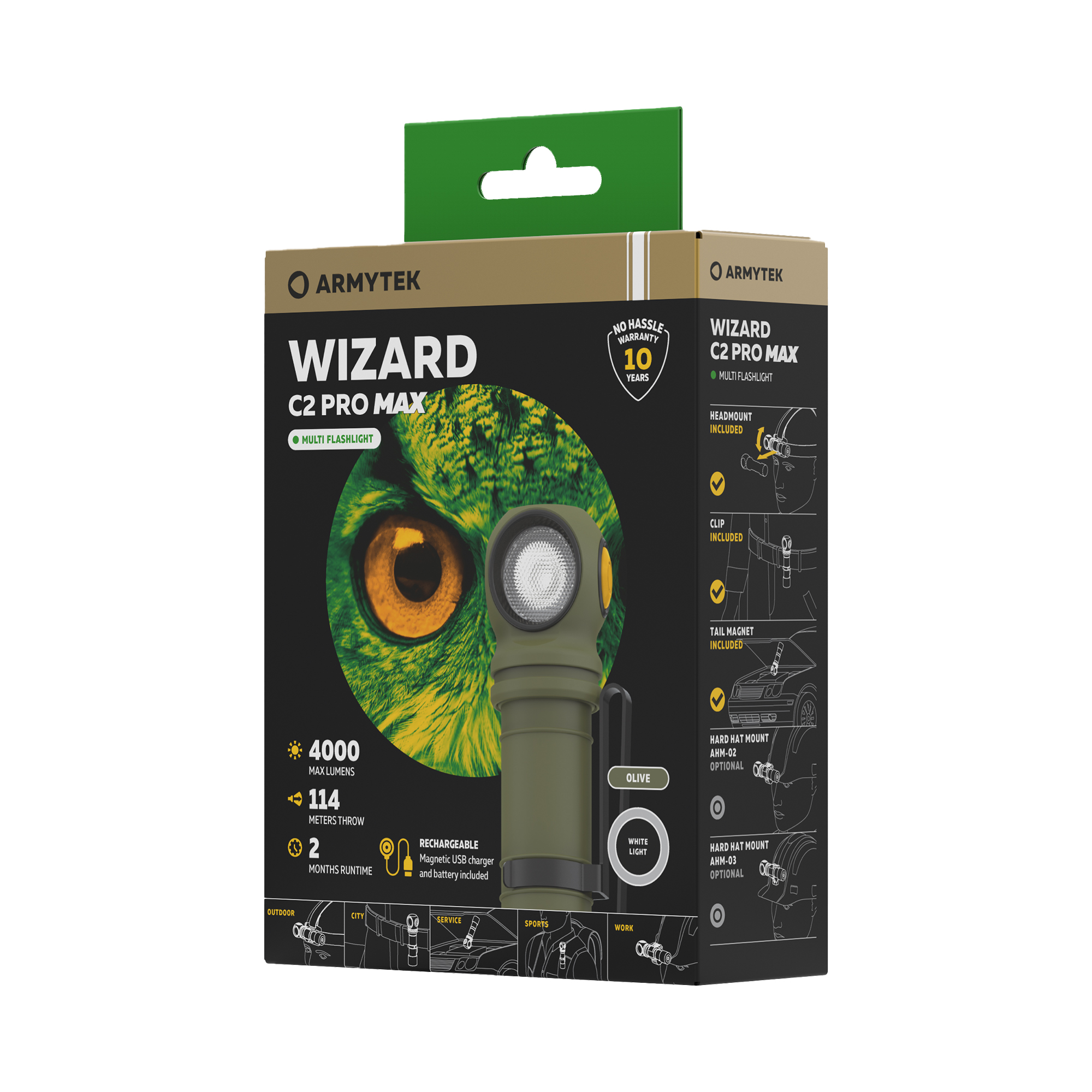 Фонарь Armytek Wizard C2 Pro Max Olive Белый