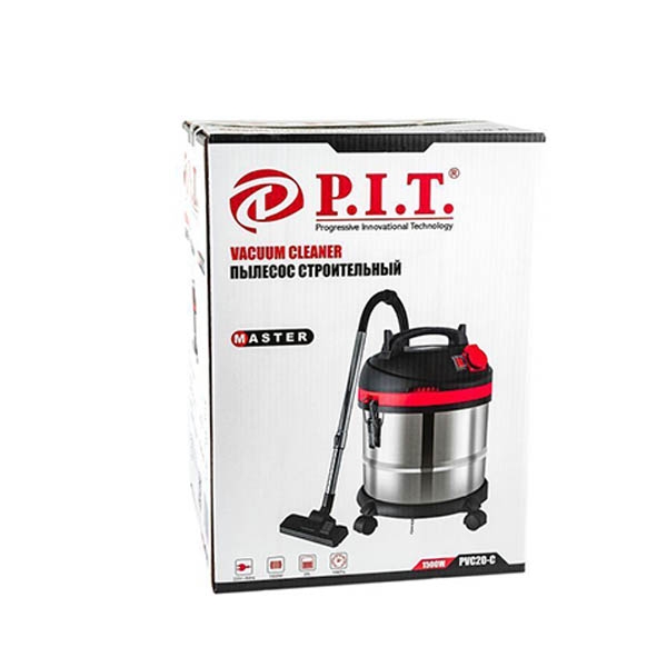Пылесос P.I.T. PVC20-C Premium, 1,5кВт, 3м. шланг, пылесборн. 20л, нерж. к-с, бум.мешок, 2кВт., подкл.инстр)