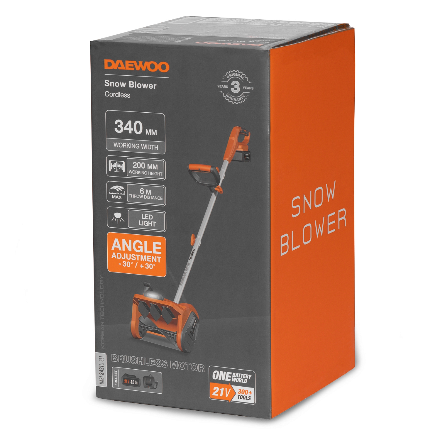 Снегоуборщик аккумуляторный DAEWOO DAST 3421Li SET